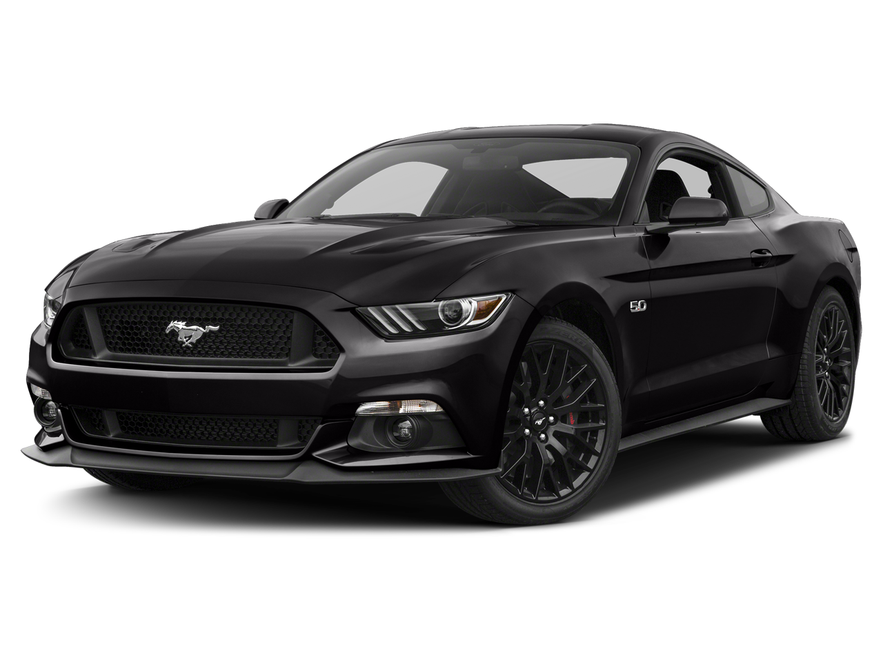 2015 Ford Mustang GT in Black — front three-quarter view