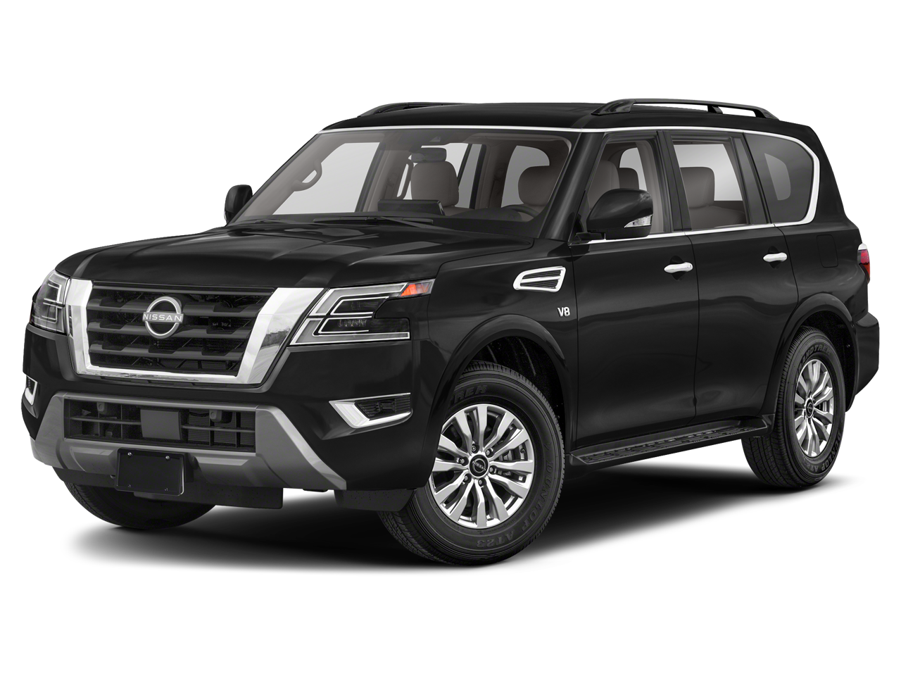 2022 Nissan Armada SV in Super Black — front three-quarter view