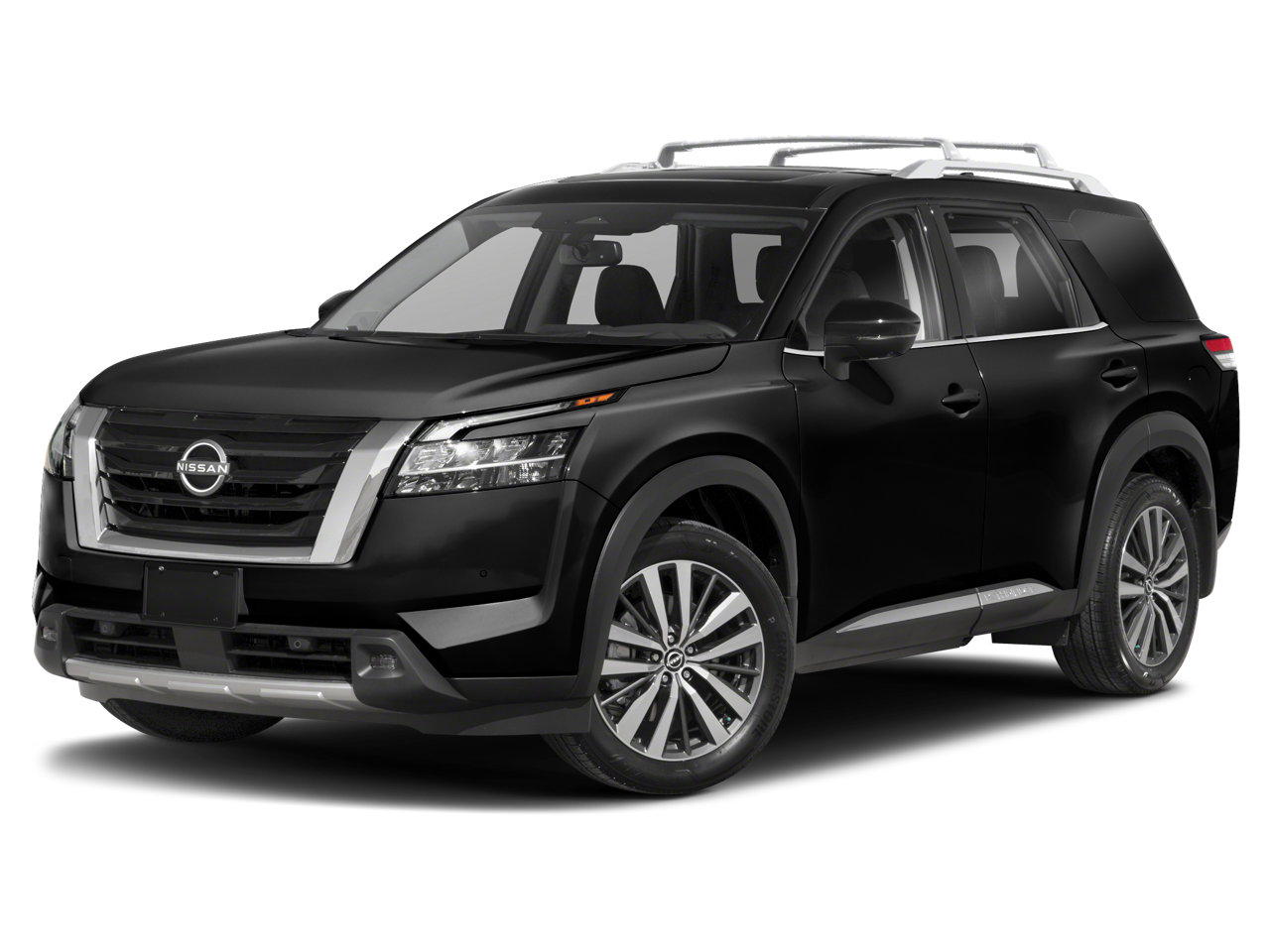 2023 Nissan Pathfinder Platinum in Pearl White — front three-quarter view