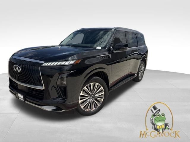 2025 INFINITI QX80 SENSORY in Mineral Black — front three-quarter view