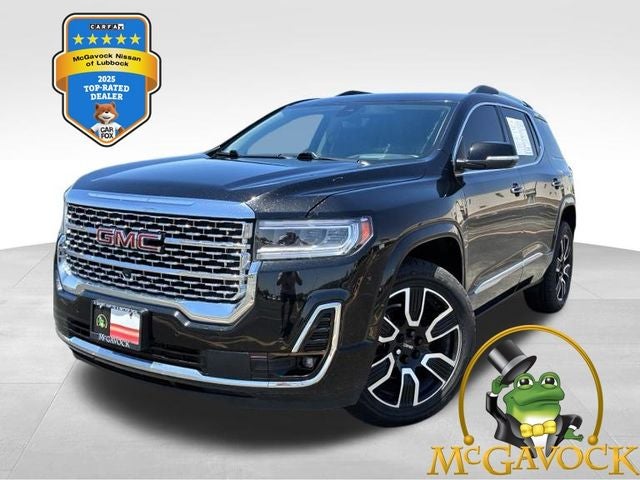 2021 GMC Acadia Denali in Ebony Twilight Metallic — front three-quarter view