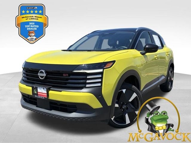 2025 Nissan Kicks SR in Yuzu Yellow Metallic/Super Black — front three-quarter view