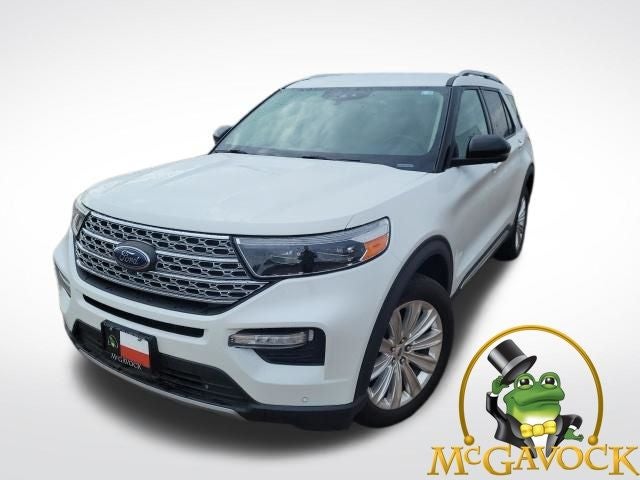 2020 Ford Explorer Limited in White Metallic — front three-quarter view
