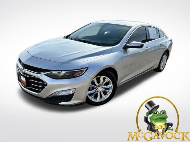 2021 Chevrolet Malibu LT in Silver Ice Metallic — front three-quarter view