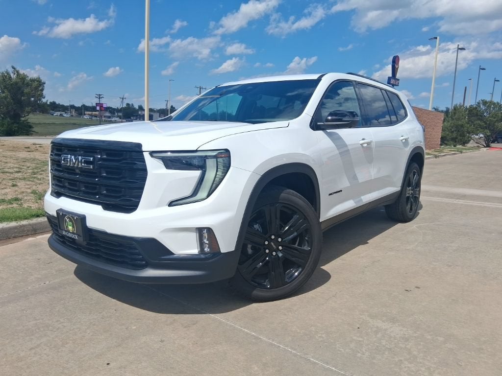 2026 GMC Acadia Elevation in Summit White — front three-quarter view